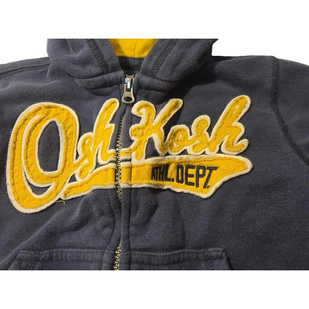 Osh Kosh B'Gosh Hoodie Boy's Size 3 Toddler Zip-Up Hooded Lined Pockets